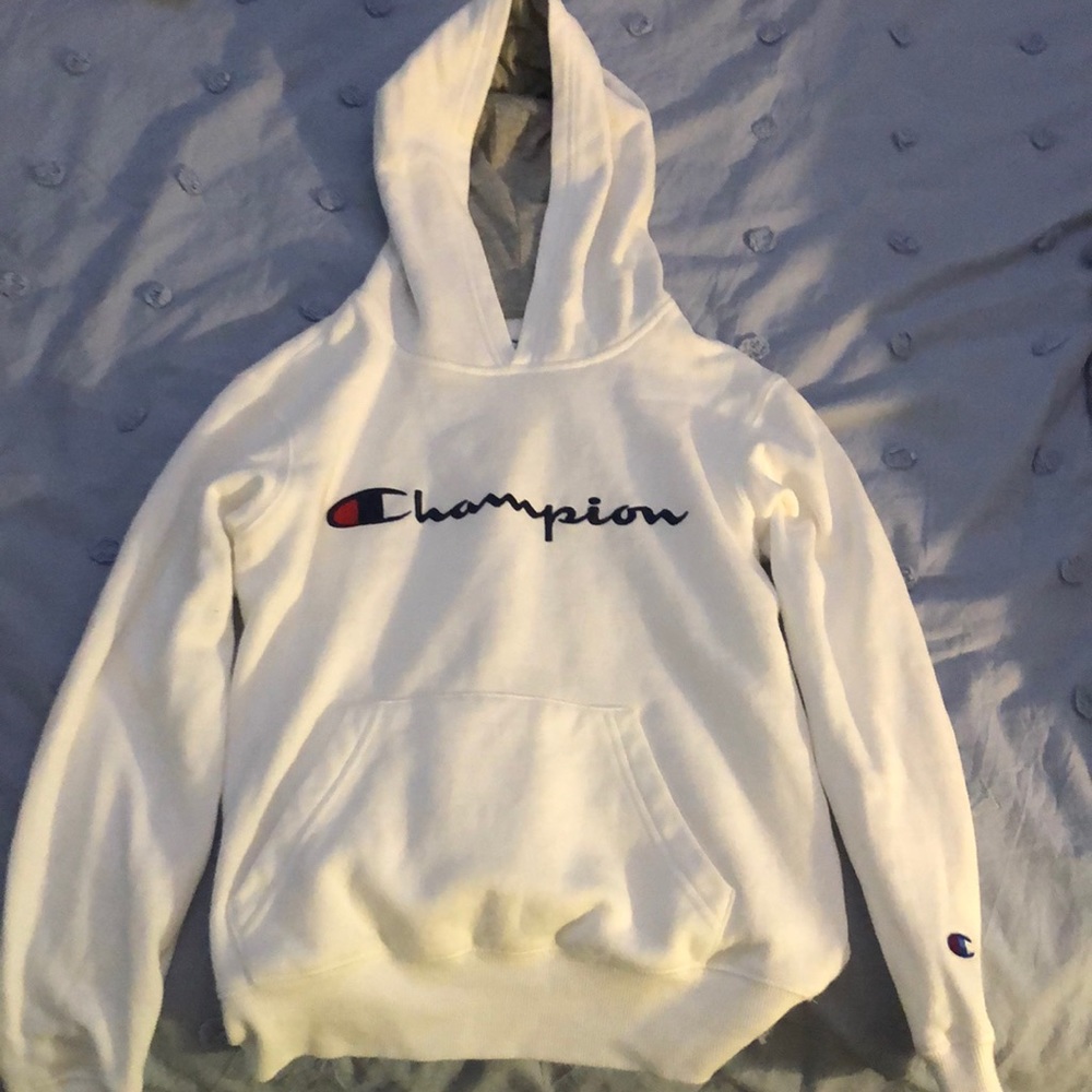 White Champion Embroidered Hoodie